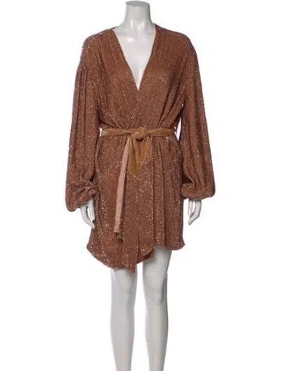 Pre-owned Retroféte V-neck Mini Dress W/ Tags In Brown