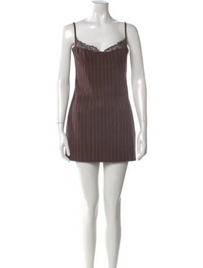 Pre-owned Retroféte V-neck Mini Dress W/ Tags In Brown