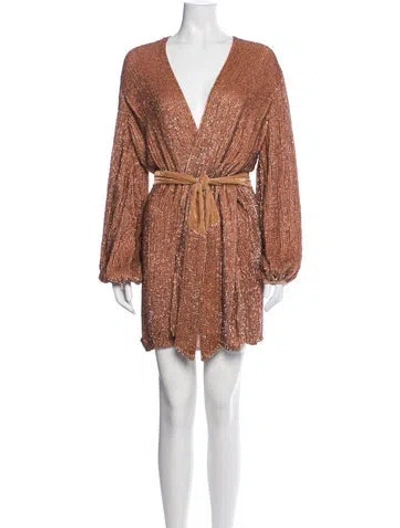 Pre-owned Retroféte V-neck Mini Dress W/ Tags In Brown