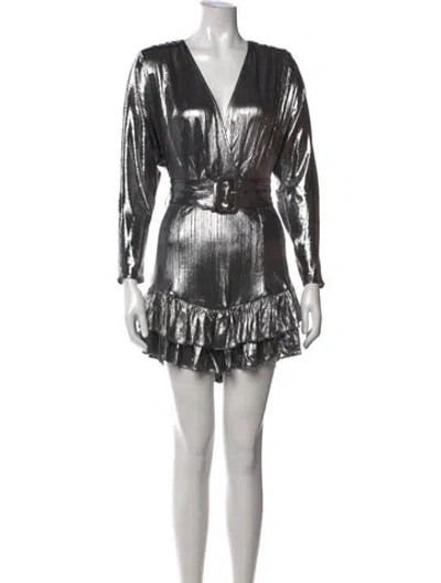 Pre-owned Retroféte V-neck Mini Dress W/ Tags In Metallic/silver