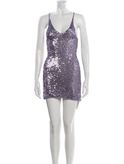 Pre-owned Retroféte V-neck Mini Dress W/ Tags In Neutral