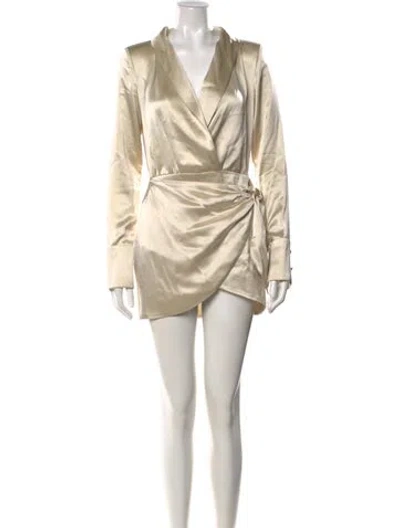 Pre-owned Retroféte V-neck Mini Dress W/ Tags In Neutral