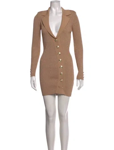 Pre-owned Retroféte V-neck Mini Dress W/ Tags In Neutrals