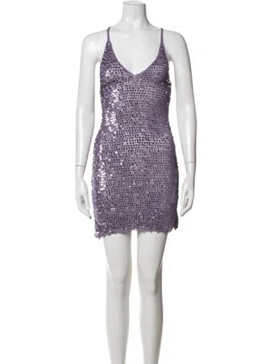 Pre-owned Retroféte V-neck Mini Dress W/ Tags In Purple
