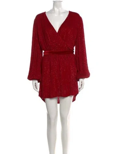 Pre-owned Retroféte V-neck Mini Dress W/ Tags In Red