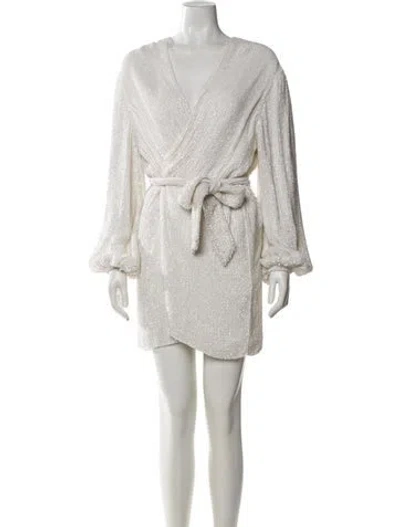 Pre-owned Retroféte V-neck Mini Dress In White