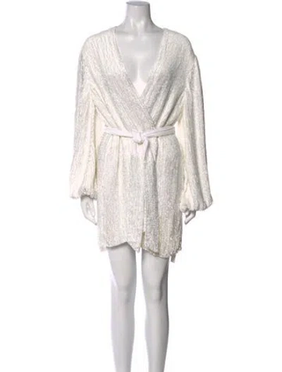 Pre-owned Retroféte V-neck Mini Dress In White