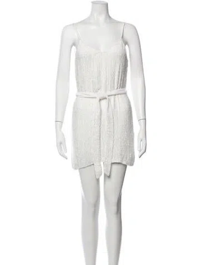 Pre-owned Retroféte V-neck Mini Dress In White