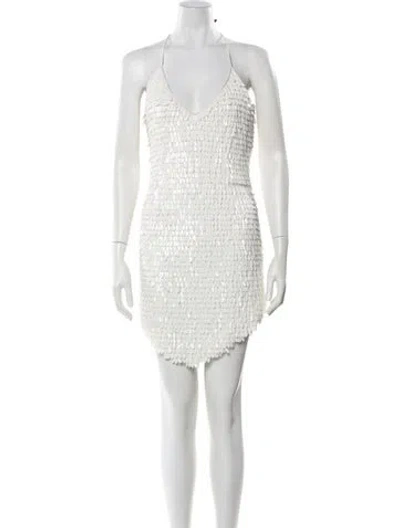 Pre-owned Retroféte V-neck Mini Dress In White