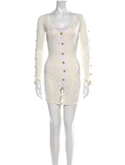 Pre-owned Retroféte V-neck Mini Dress In White