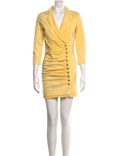 Pre-owned Retroféte V-neck Mini Dress In Yellow