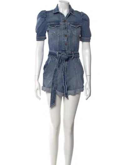 Pre-owned Retroféte V-neck Romper In Blue