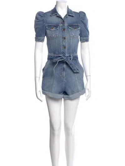 Pre-owned Retroféte V-neck Romper In Blue