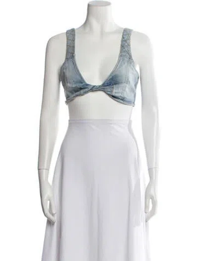 Pre-owned Retroféte V-neck Sleeveless Crop Top In Black