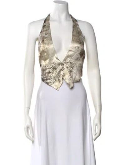 Pre-owned Retroféte V-neck Sleeveless Crop Top In Purple