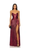 Retroféte Waldorf Maxi Strapless Dress In Coffe Bean In Burgundy