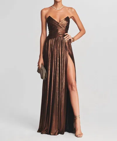 Retroféte Waldorf Maxi Strapless Dress In Coffe Bean