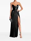 Retroféte Waldorf Pleated Split-leg Maxi Dress In Black