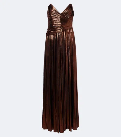 Retroféte Retrofête Waldorf Plissé Bustier Gown In Brown