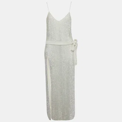 Retroféte White Sequin Embellished Maxi Dress