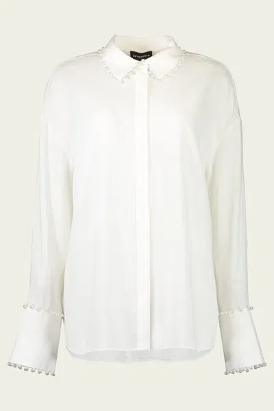 Retroféte Whitley Pearl Embellished Shirt In White