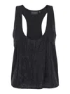 Retroféte 'whitney' Black Top With Wide Neckline And Perforated Pattern