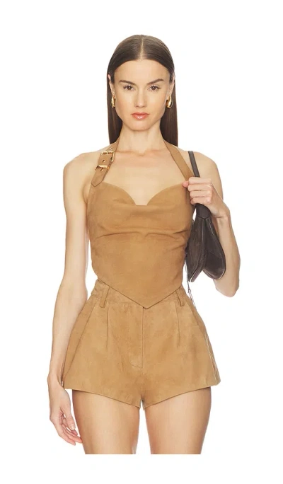 Retroféte Windsor Suede Top In Brown