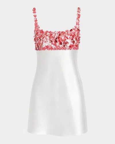 Retroféte Winifred Embellished Satin A-line Mini Dress In White
