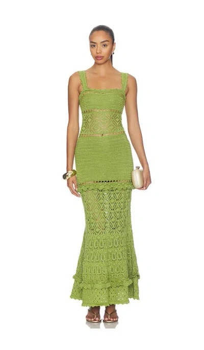 Retroféte Winona Crochet Dress In Green