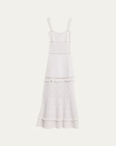 Retroféte Winona Crochet Dress In Metallic White