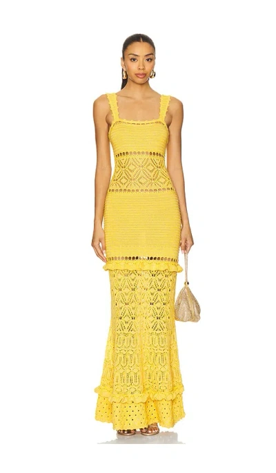 Retroféte Winona Crochet Dress In Yellow