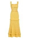 Retroféte Winona Crochet Ruffled Maxi Dress In Yellow