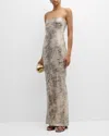 RETROFÉTE WINSLOW SEQUIN SNAKE-PRINT STRAPLESS MAXI DRESS