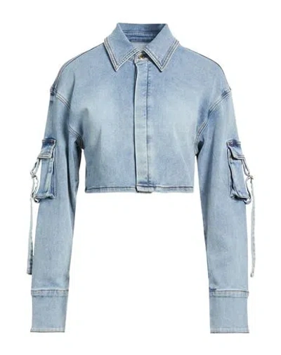 Retroféte Retrofête Woman Denim Shirt Blue Size S Cotton, Polyester, Elastane