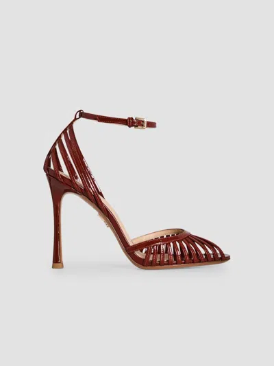 Retroféte Analu 105mm Python-embossed Leather Heel Sandals In Burgundy
