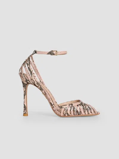 Retroféte Analu 105mm Python-embossed Leather Heel Sandals In Multi