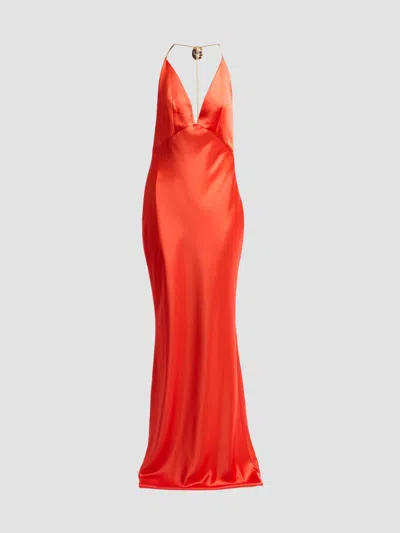 Retroféte Women's Arianell Plunging Satin Maxi Dress In Red