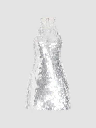 Retroféte Women's Bondera Sequin Halter Minidress In Silver