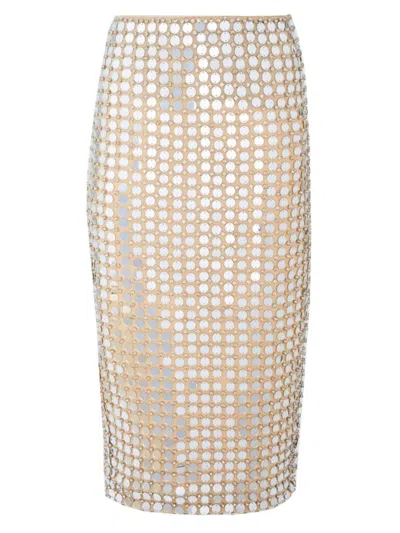 Retroféte Brelan Disc Midi Skirt In Champagne Dust