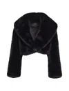 Retroféte Cadence Faux Fur Cropped Coat In Black
