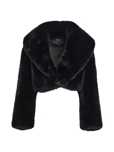Retroféte Cadence Faux Fur Cropped Coat In Black