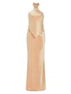 Retroféte Ester Backless Halter Satin Gown In Nude