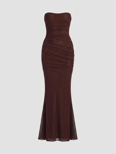 Retroféte Women's Isadore Mesh Trumpet Maxi Dress In Walnut
