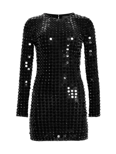Retroféte Loreen Embellished Long Sleeve Mini Dress In Black
