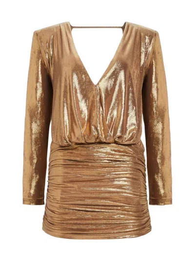 Retrofte Marylin Short Open Back Dress In Bronze Gold | ModeSens