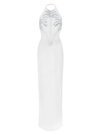 Retroféte Meridian Crystal-embellished Gown In White