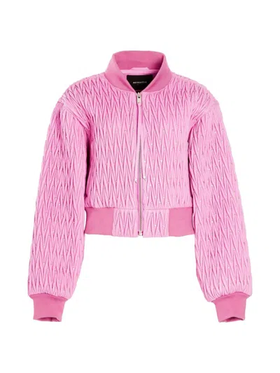 Retroféte Morgana Matelassé Bomber Jacket In Begonia Pink