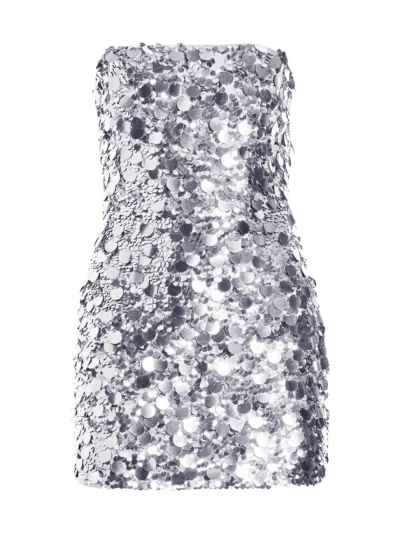 Retroféte Nolia Sequin-embellished Strapless Mini Dress In Silver