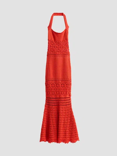 Retroféte Women's Peggie Crochet Halter Maxi Dress In Red