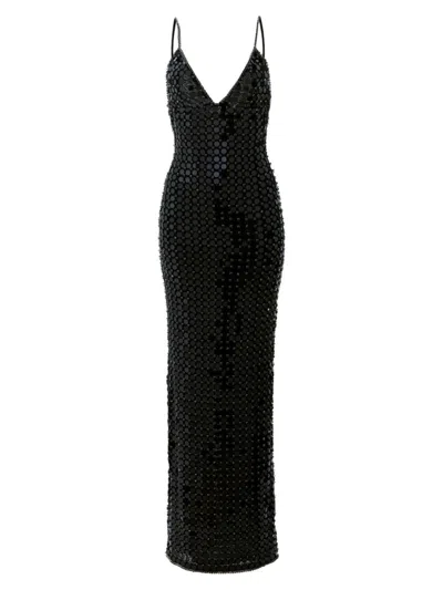 Retroféte Perri Handmade Embellishments Long Dress In Black